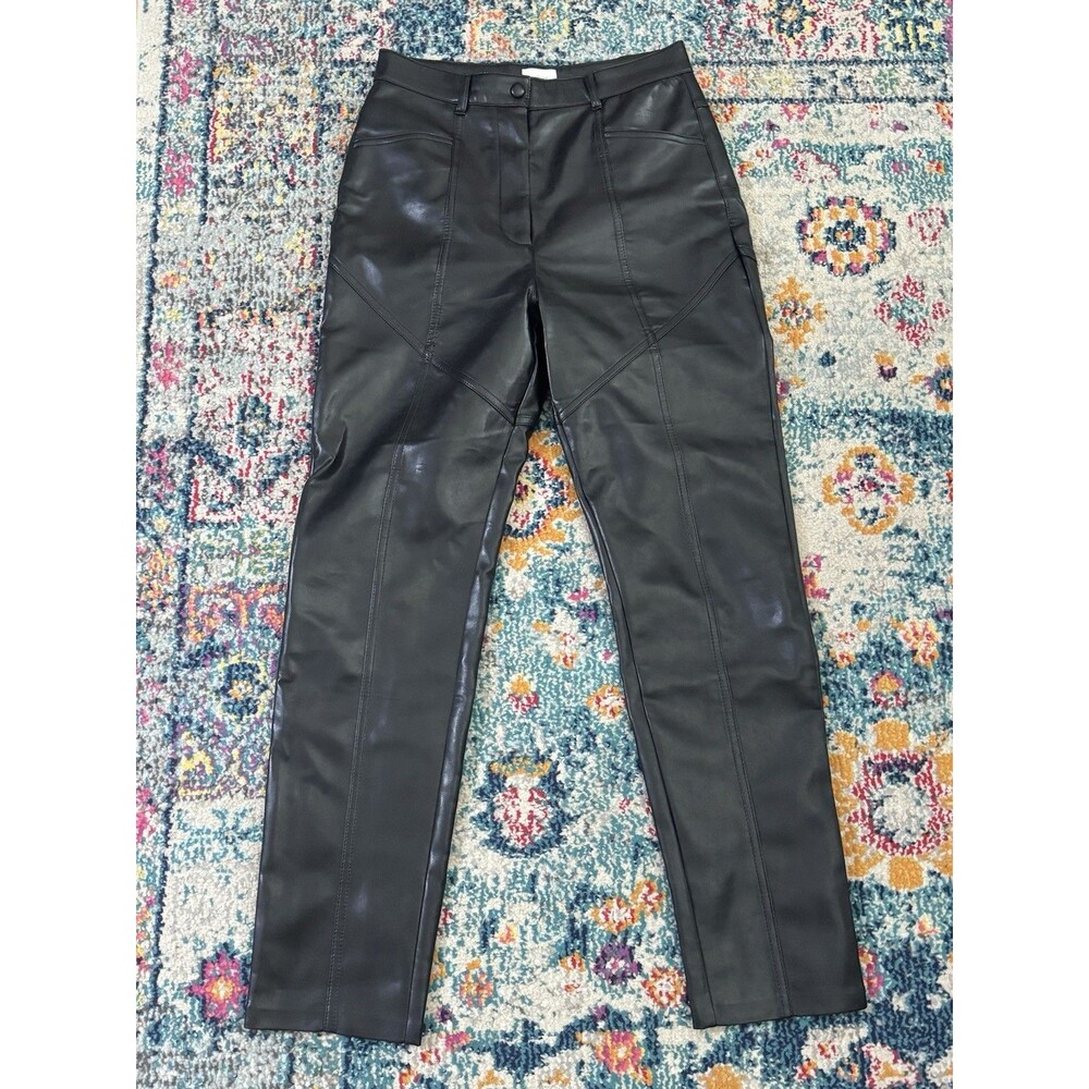 Wilfred Aritzia Rebel Vegan Leather High Rise Tapered Pants Black Size Small